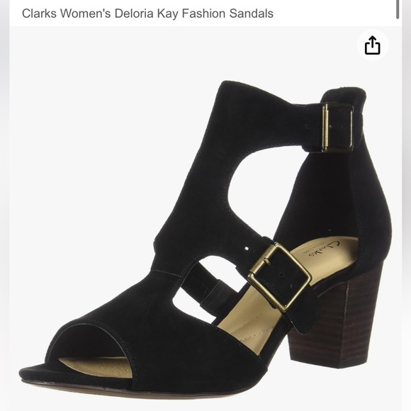 Clarks Shoes - Clarks suede heeled sandals black 7